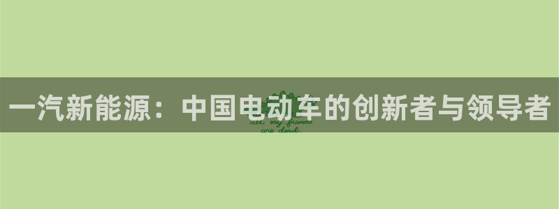 新宝gg__:一汽新能源:中国电动车的创新者与领导者